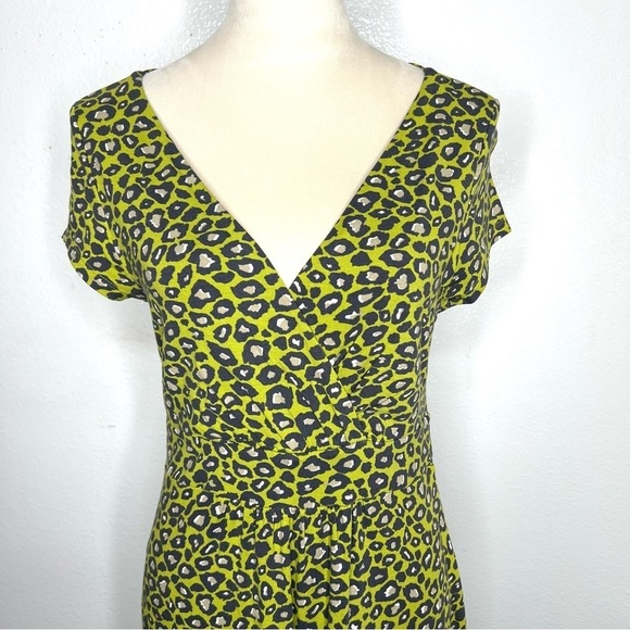 BODEN Leopard Animal Print Jersey Knee Length Dress Cap Sleeve Size 8 - Picture 3 of 11
